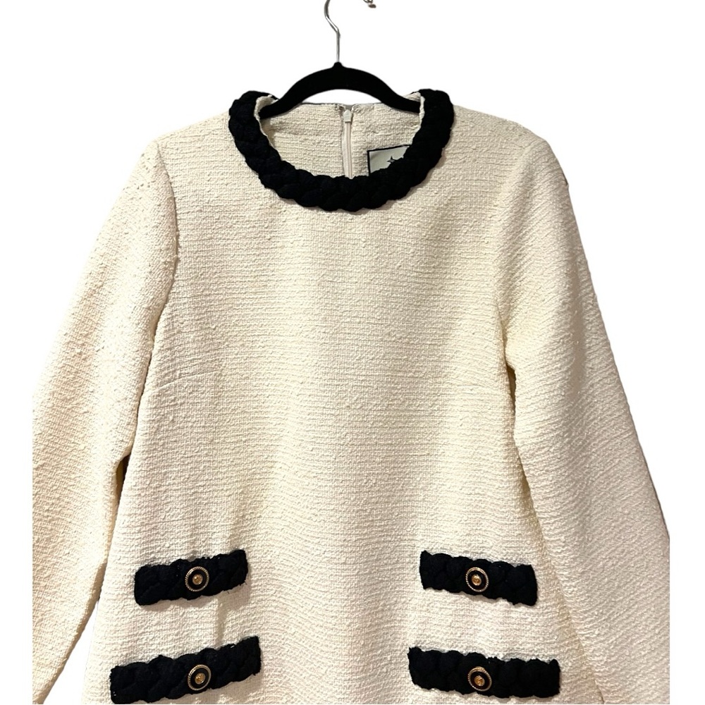Tuckernuck Cream Tweed Long Sleeve Jackie Dress (L) - Picture 9 of 13